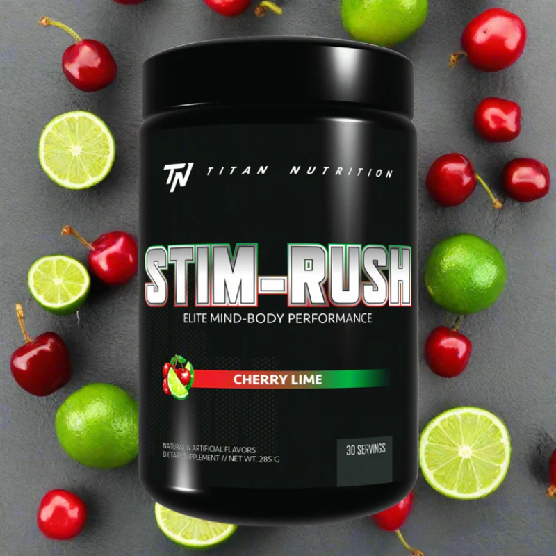 STIM-RUSH: 30 Workouts Per Container SPORTS PERFORMANCE Titan Nutrition Strawberry Kiwi