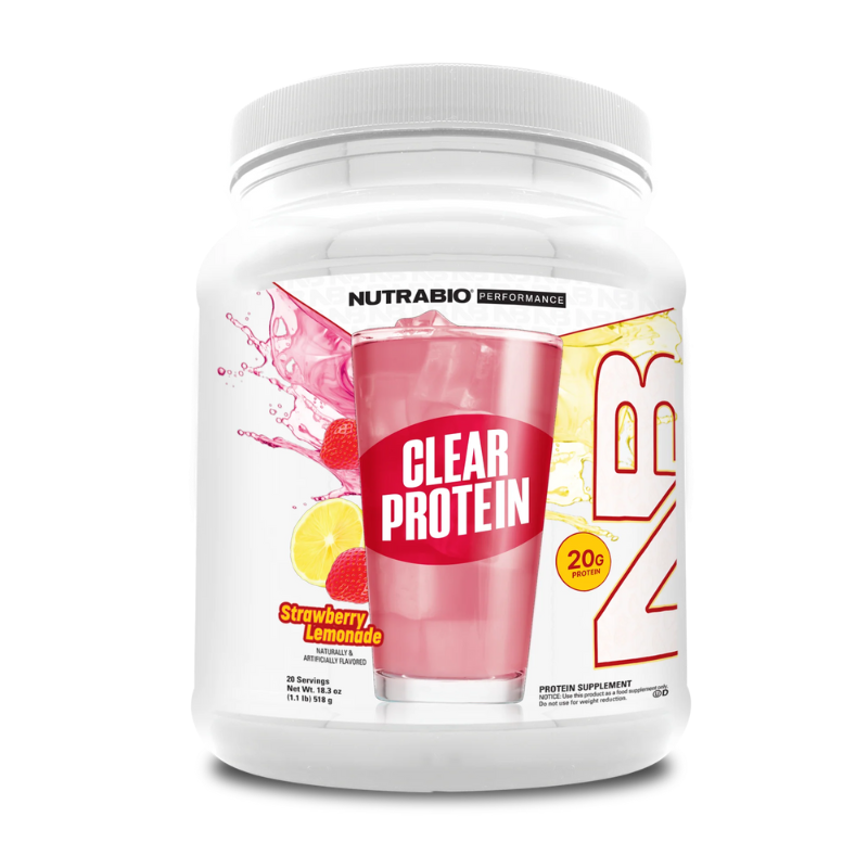 Clear Whey Protein Isolate 20 Servings Per Container PROTEIN SUPPLEMENTS NUTRABIO Strawberry Lemonade