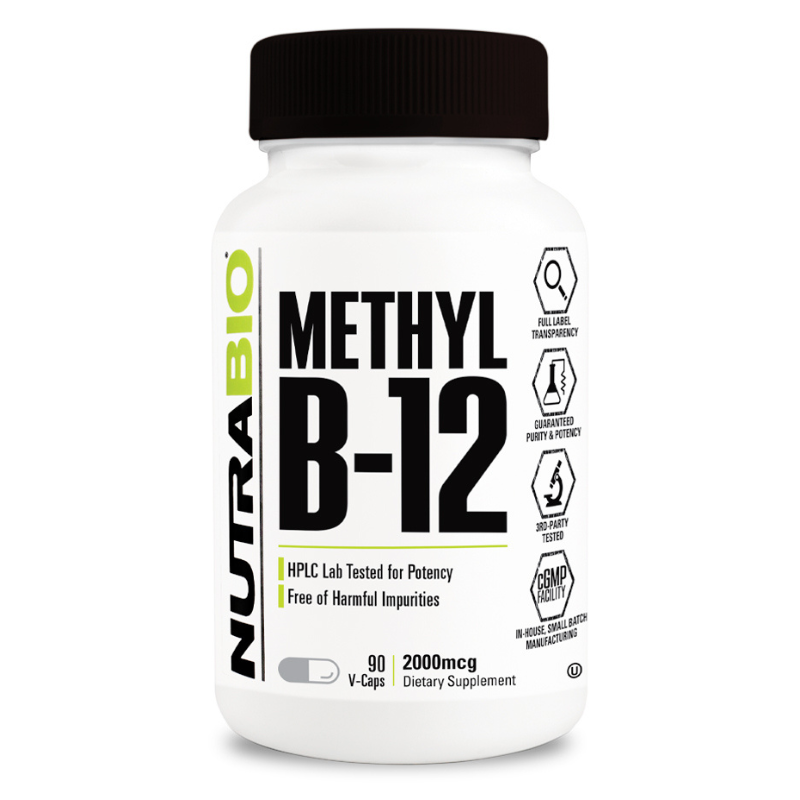 NutraBio Methyl B-12 (2000mcg) - 90 Servings Per Container - Sports Nutrition By Max Muscle