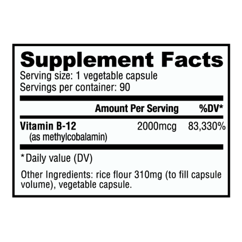 NutraBio Methyl B-12 (2000mcg) - 90 Servings Per Container VITAMINS & MINERALS NUTRABIO