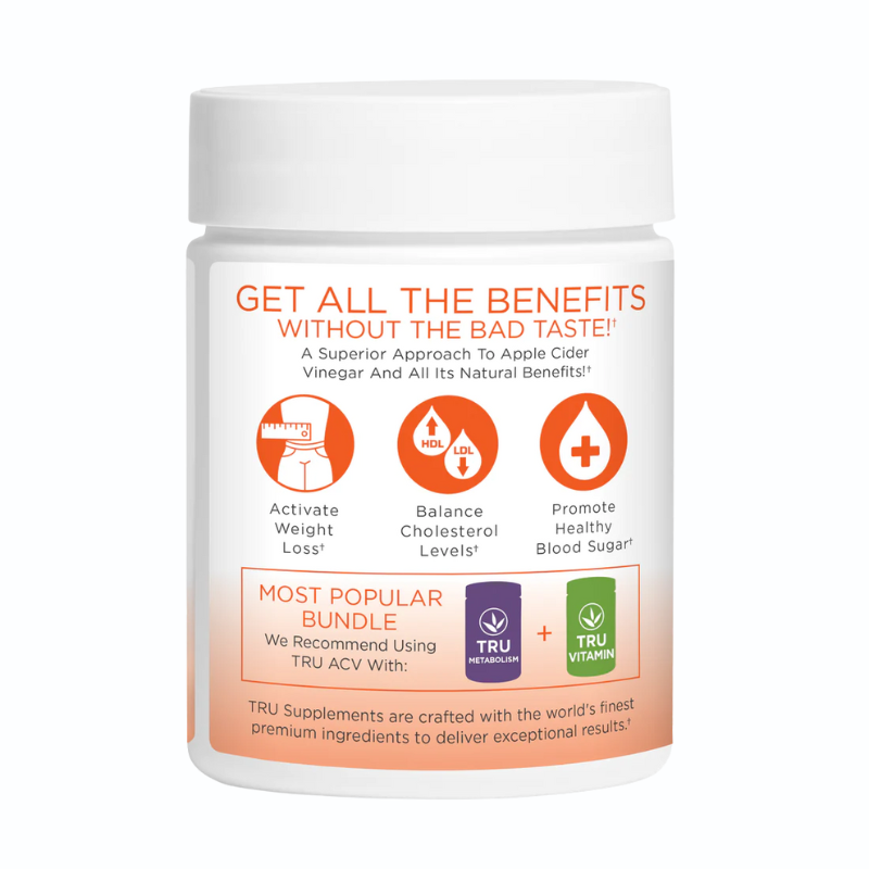 TRU ACV – Organic Apple Cider + Plant Caps® – 45 Servings Per Container - Sports Nutrition By Max Muscle