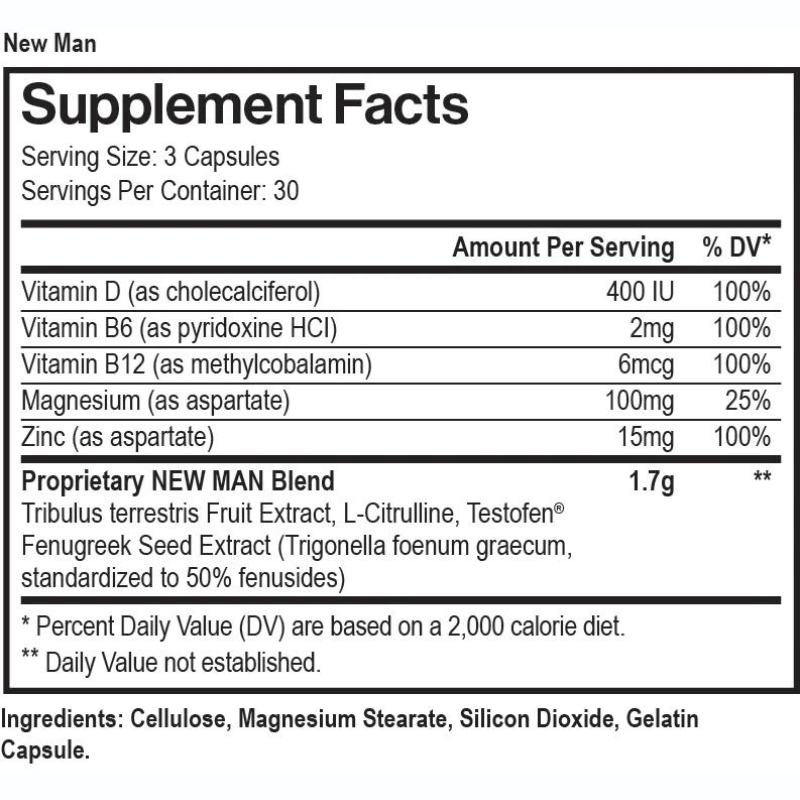 New Man Testosterone Booster by Max Muscle Sports Nutrition - 30 Servings Per Container - Sports Nutrition By Max Muscle