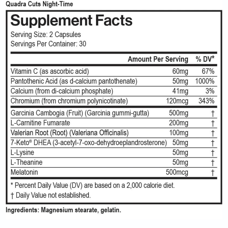 Quadra Cuts Night-Time⢠- 30 Servings Per Container DIET & WEIGHT LOSS Max Muscle Sports Nutrition