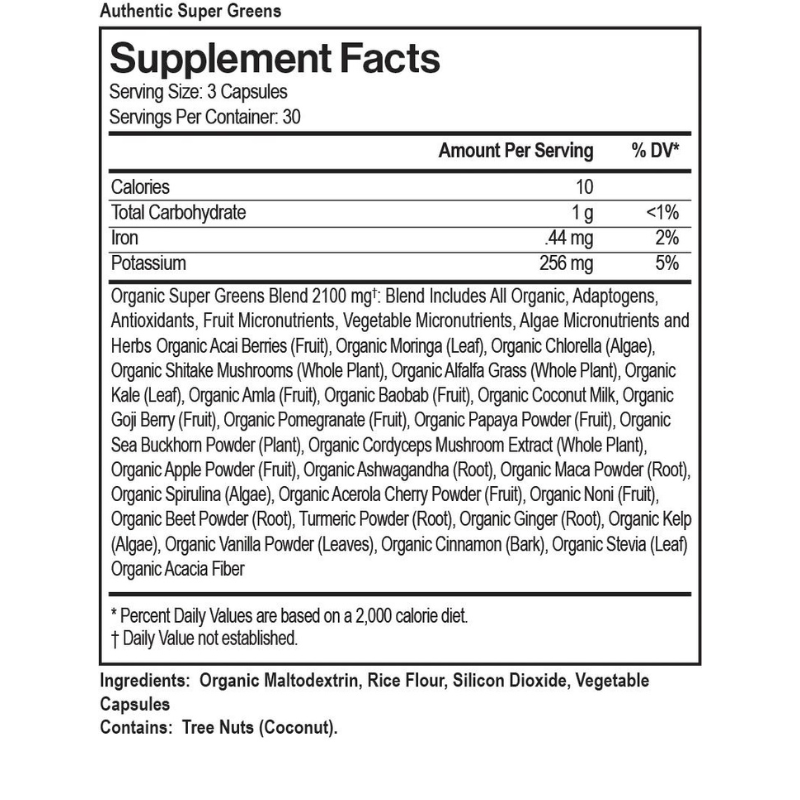 Authentic Super Greens - 30 Servings Per Container - Sports Nutrition By Max Muscle