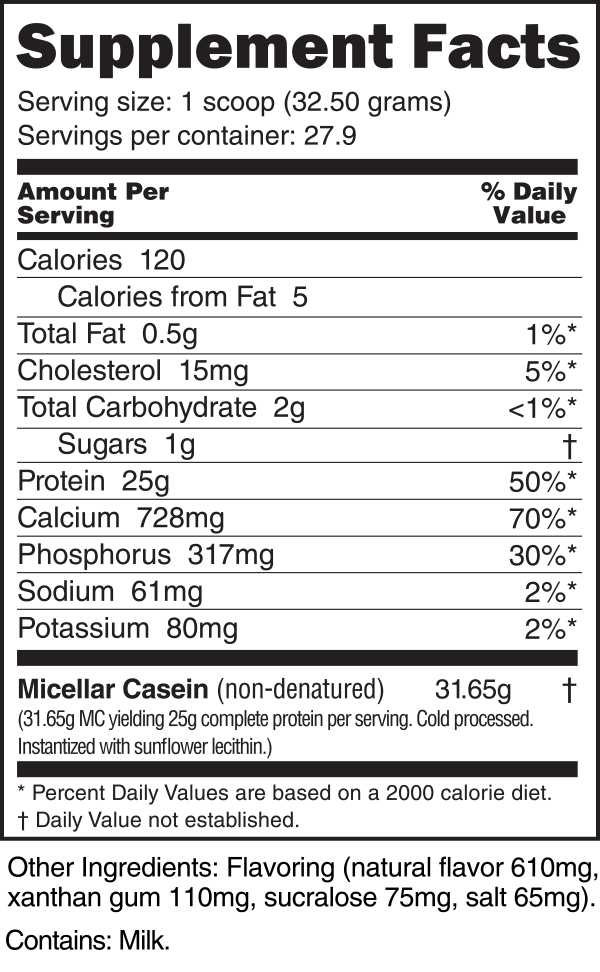 Micellar Casein - Slow Digesting Protein 2lb - 27 Servings Per Container - Sports Nutrition By Max Muscle