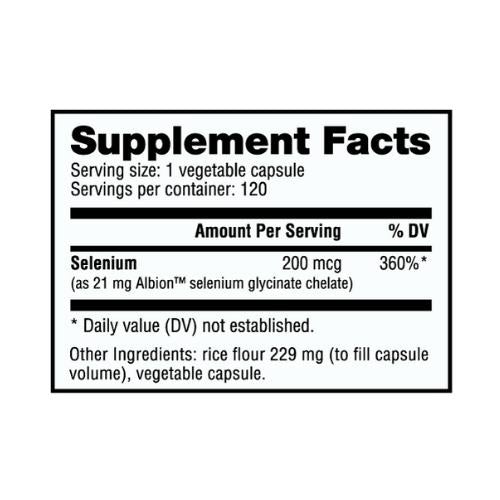 Selenium (200mcg) 120 Servings Per Container VITAMINS & MINERALS NUTRABIO