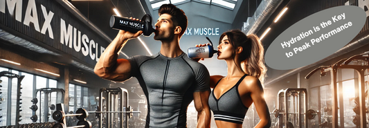 Fitness couple drinking water in the gym