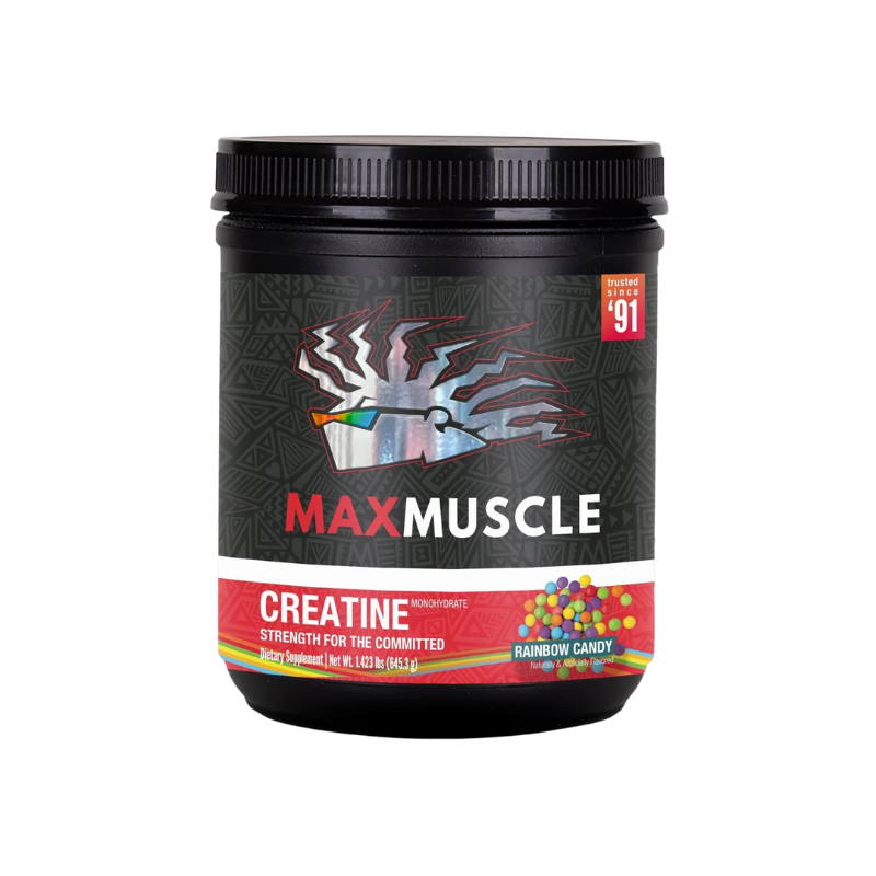 Max Creatine — Pure Creatine Monohydrate (90 serving per container) SPORTS PERFORMANCE Max Muscle Sports Nutrition Rainbow Candy