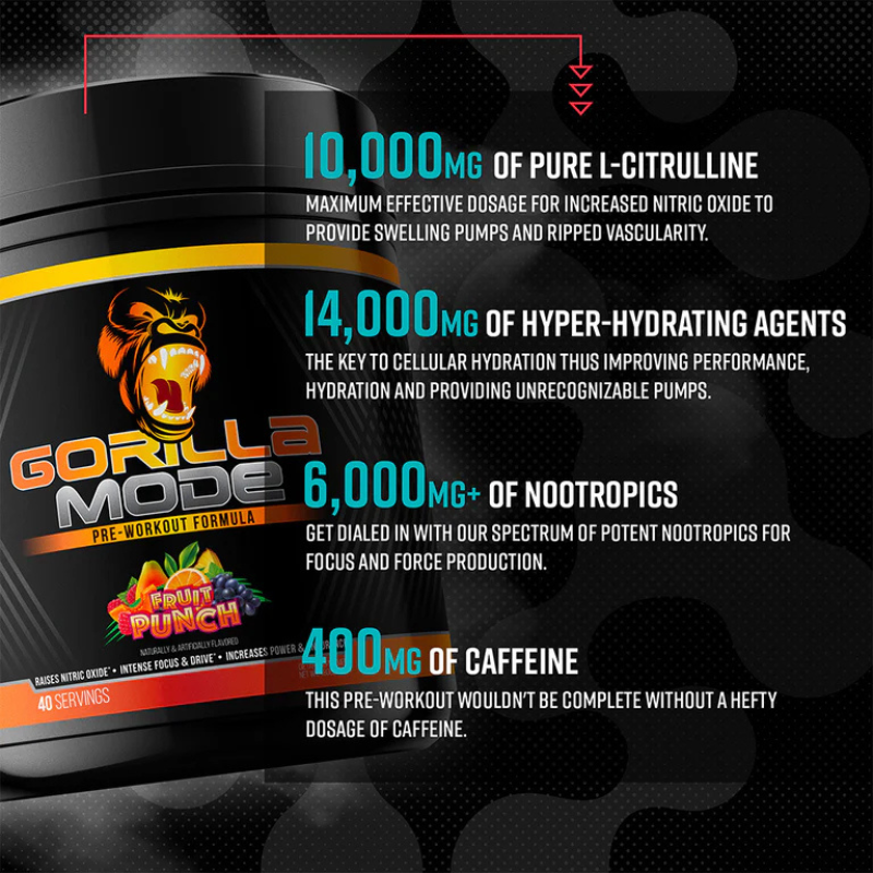 Gorilla Mode Pre-Workout - Upgraded Formula – 40 Workouts - Sports Nutrition By Max Muscle