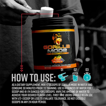 Gorilla Mode Pre-Workout - Upgraded Formula – 40 Workouts - Sports Nutrition By Max Muscle