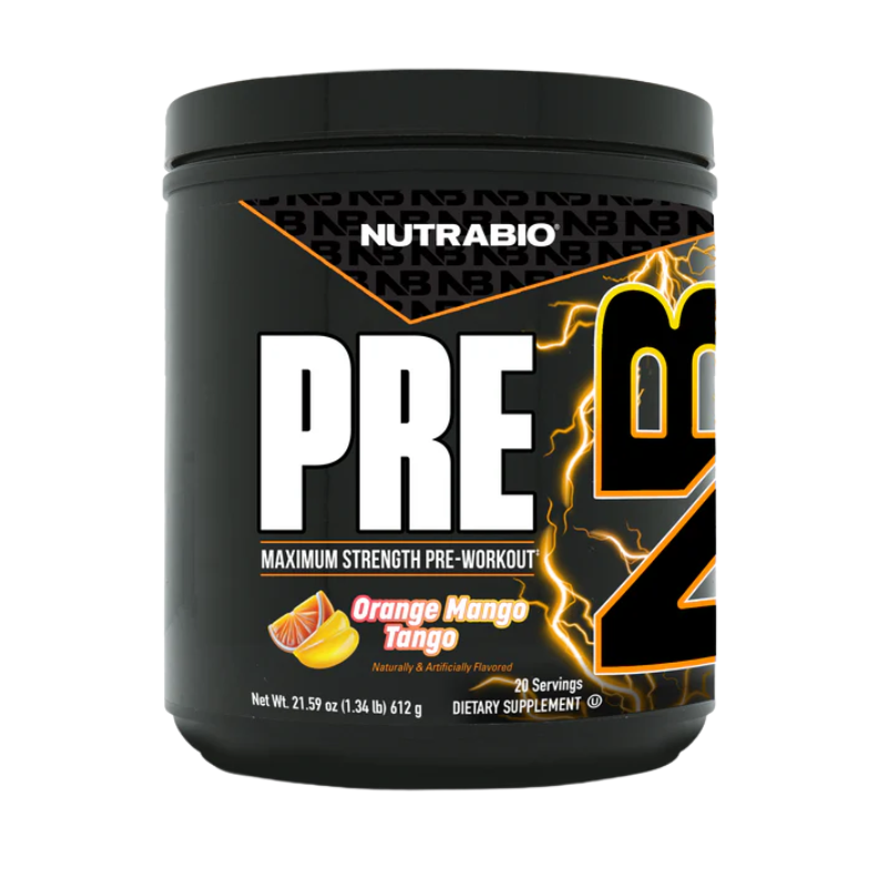 NutraBio PRE high-stimulant pre-workout sold at Max Muscle Sports Nutrition Stone Mountain Georgia