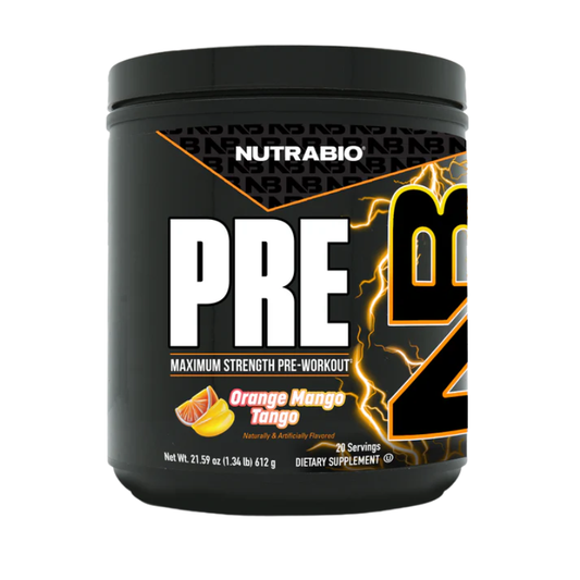 NutraBio PRE high-stimulant pre-workout sold at Max Muscle Sports Nutrition Stone Mountain Georgia
