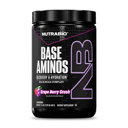 Base Aminos - 30 Servings AMINO ACIDS NUTRABIO Grape Berry Crush