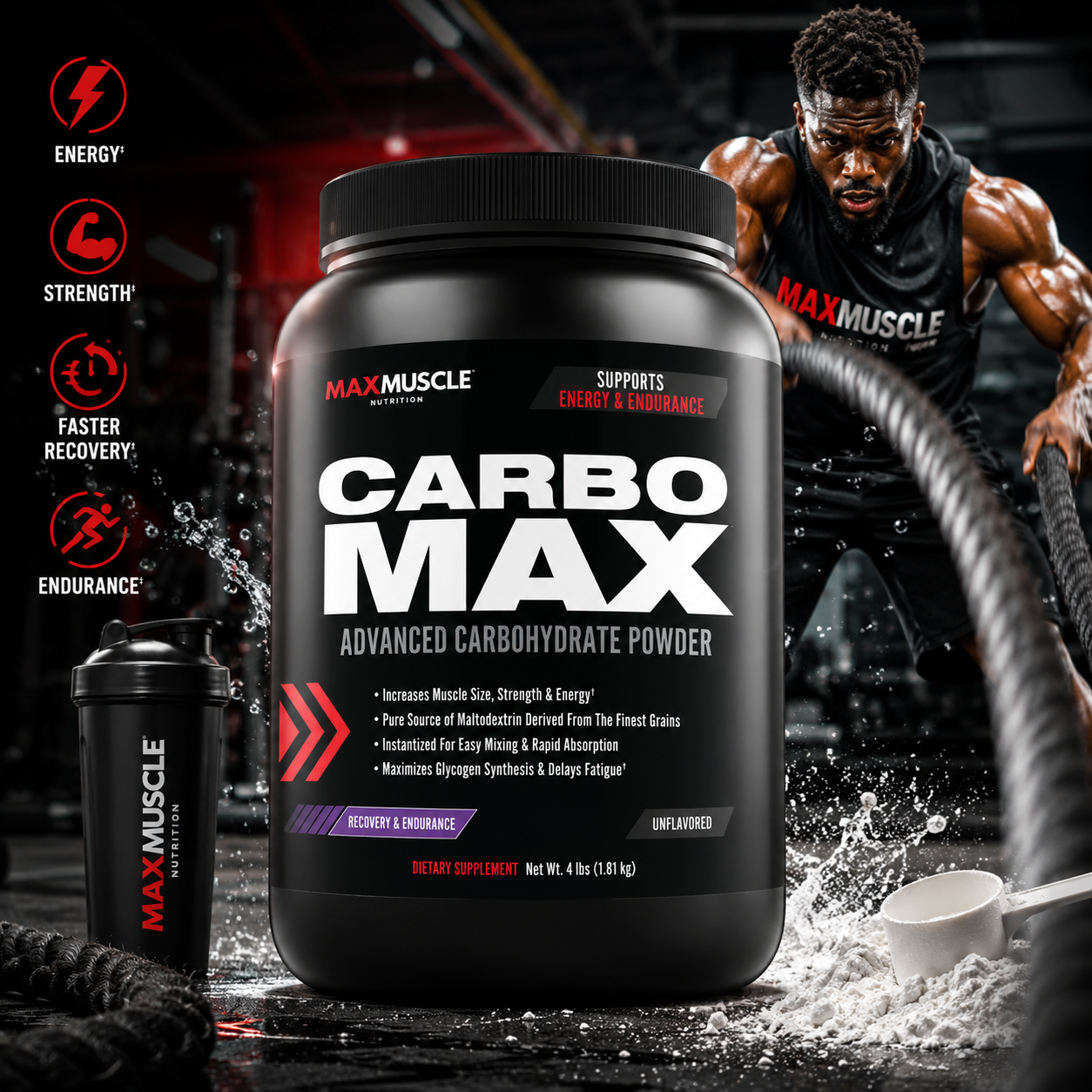 Carbo Max™ 100% Pure Source of High-Quality Complex Carbohydrates - 31 Servings Per Container