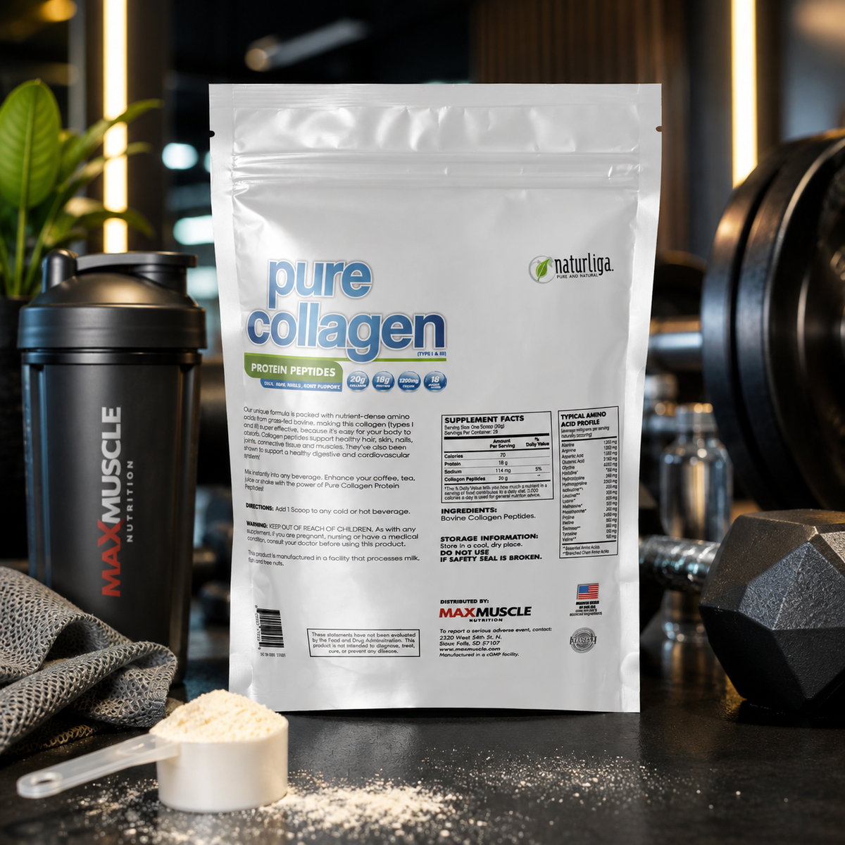 Pure Collagen Protein Peptides - Unflavored, 28 Servings, 560g PROTEIN SUPPLEMENTS Max Muscle Sports Nutrition