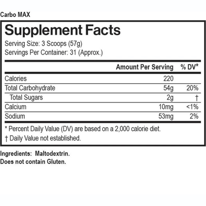 Carbo Max™ 100% Pure Source of High-Quality Complex Carbohydrates - 31 Servings Per Container - Sports Nutrition By Max Muscle