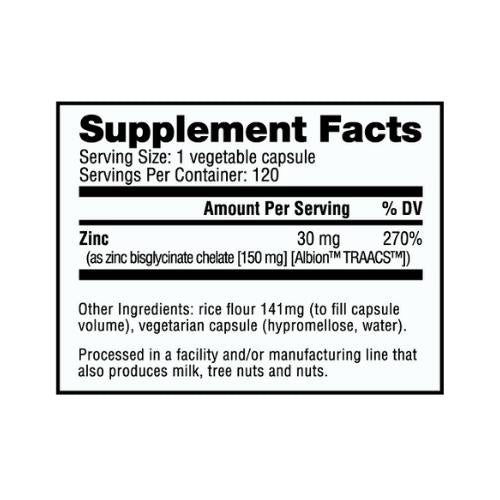 Chelated Zinc (30mg) - 120 Servings Per Container - Sports Nutrition By Max Muscle