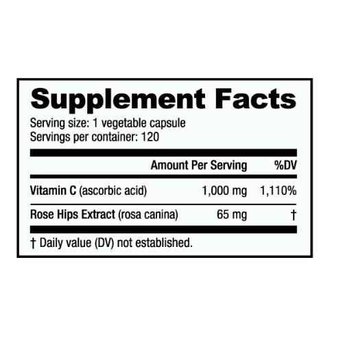Vitamin C 1000mg with Rose Hips - 150 Servings Per Container - Sports Nutrition By Max Muscle